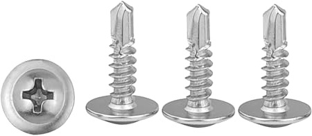 KUKUJIWA 120pcs Vis Autoperforante à Tête Bombée Modifiée en Inox 410, M4.2 x 16 mm Vis Autoforeuse Autoperceuse pour Metal,a Empreinte Cruciforme