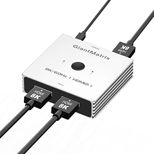 HDMI Switch 4K 120Hz 2 in 1 Out 2 Port Switch 1 Monitors 2 Computers Hdmi 5K 144Hz KVM Switch Monitor HDMI2.1 8K 60Hz