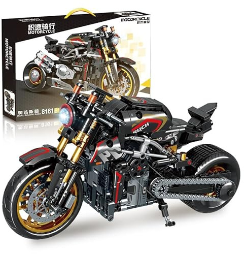 highdar Technik Motorrad Spielzeug Modellbausatz, 771 Klemmbausteine Supermotorrad Bausteine, Geländemotorrad Kreatives STEM Bausatz Geschenk für Erwachsene Sammler Kinder
