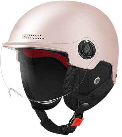 Casco abierto con visera, casco de motocicleta con visera para el sol, casco de scooter para hombres y mujeres, casco de moto