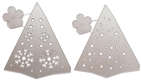 2 Stück Weihnachten Laterne Stanzschablonen, Engel Laterne Stanze Windlicht Weihnachten Metall Stanzformen Lampenschirm Metall Prägeschablonen 3D Schablonen Cutting Dies für DIY Weihnachtsdeko B01