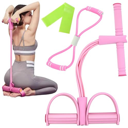 Lomdung Fitness Corda Eelastica per Pedali con Figura 8 Estrattori e Fasce Fitness, Corda Elastica in Gomma a 6 Tubi, Fasce per Esercizi Sicure Non Tossiche, per Allenamento Vita Gambe Addome