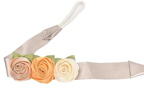 Gardinenbänder 2 Stück Gardinenband Kordel Tricolor Floral Leder Gardinenbänder Orange(Kamel)