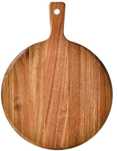 JWMSXYQR Tabla De Quesos Tabla de Madera for Pizza Redonda con Bandeja for Hornear Pizza, Tabla de Corte de Piedra for Pizza, Plato for Hornear Pasteles, Herramientas para Alimentos Cocinados