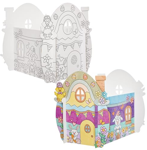 Baker Ross FN399 Ostereierhaus zum Ausmalen - 1er-Pack, Osterkunst und -basteln für Kinder, Ausmalbilder für Kinder