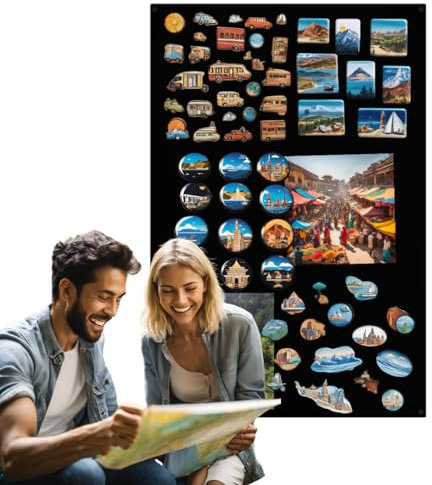 Anwicar Magnettafel - Magnetische Pinnwand 80x50 cm aus Stahl - ideal für Magnete und Notizen - magnetisches Whiteboard - beschreibbare Tafel - inkl. Montageset - Schwarz