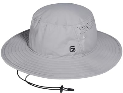 GADIEMKENSD UPF 50+ buckethatt med vindtätt band för män och kvinnor, andningsbar och snabbtorkande solhatt för utomhusaktiviteter, Ljusgrå, 55-60