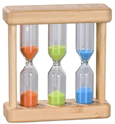 Minuterie Sablier Combinaison de 1/3/5 Minutes, sablier en Bois, Brosse à Dents, minuterie de thé, Artisanat créatif, synchronisation colorée(Orange Green Blue)