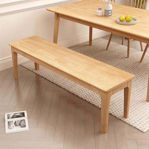 HARELA Esszimmer Sitzbank Küchenbank Wohnzimmerbank, Bank ohne Lehne, Küchenbank im Landhaus, Massive Holzbank, für Esszimmer/Schlafzimmer/Balkon, Stil Größe wählbar(Wood,120cm/47.2in)