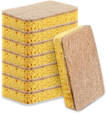 8 Pack Eco Sponges Washing up,Biodegradable Washing Up Scrubber Sponges | Reusable Kitchen Dish Sponge, Eco Sponge Scourers for Dishes & Heavy Cleaning