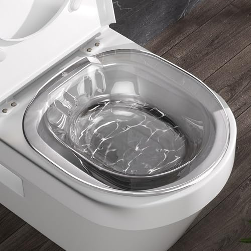 Sitz Bath Portable Over The Toilet Soaking Travel Bidet Anti-Overflow 14x15x4 in Bidet Attachment Practical for Hemorrhoids Postpartum Private Care (Transparent Grey)