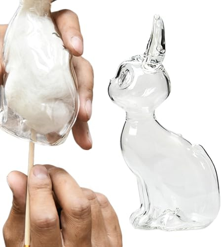 Bouteille de rangement pour poils de chat | Bouteille souvenir de chat – Récipient en verre pour femmes, filles, famille, ami, père, mère, grand-père, grand-mère