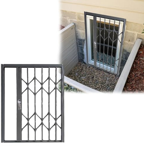 Inferriate per Finestre Porta di Sicurezza Pieghevole per Finestre da Seminterrato, Barre di Sicurezza con Serratura per Finestre per Bambini / Animali Domestici e Gatti, Finestra Antieffrazione(30x34