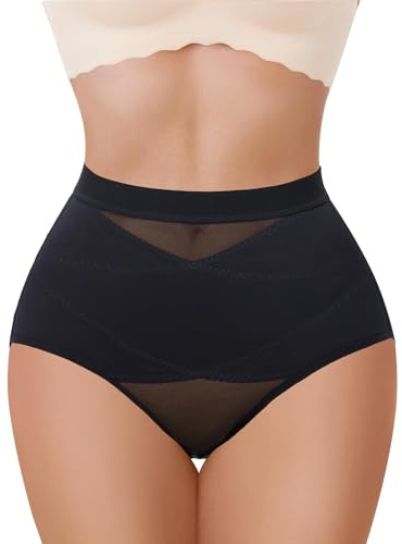 Nebility Culotte Gainante Femme Ventre Plat & Fessier Lifté, Invisible Shapewear à Mi-Hauteur sans Couture, Gaine Amincissante Ventre Plat Femme Respirant et Extensible (L, Noir)