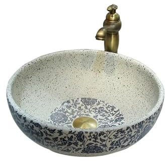 GLigeT Aufsatzwaschbecken Rundes Waschbecken mit Durchmesser 40 cm, Keramik, for Badezimmer, Kunst, Antik, Balkon, Toilette, Waschbecken Waschbecken