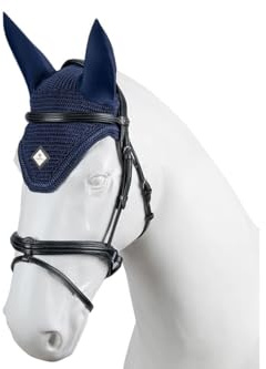 TORPOL Pferde Ohrenhaube aus Baumwolle – Fliegenohren Ohrenschutz für Pferd & Pony, Handgehäkelt, Verschiedene Größen & Farben, atmungsaktiv & Insektenschutz (Dark Blue, Pony)