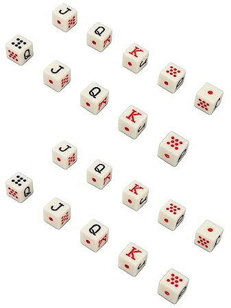 Generic JQK Dice Square Game Dice Set Dadi da Poker Spagnoli Portatili a 6 Facce, 20 Pezzi Adatti per Giochi da Tavolo