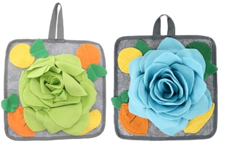Mikikit 2 Stück Pack Kaninchen Schnüffelmatten aus Robustem Material Futtermatten zur Beschäftigung und Stressabbau Langsames Fressen für Haustiere Inklusive Spielspaß für Kaninchen
