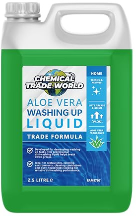 Chemical Trade World - Washing Up Liquid (Aloe Vera) - Professional Dishwashing Detergent for Plates, Glassware & Kitchenware - Trade Size 2.5L