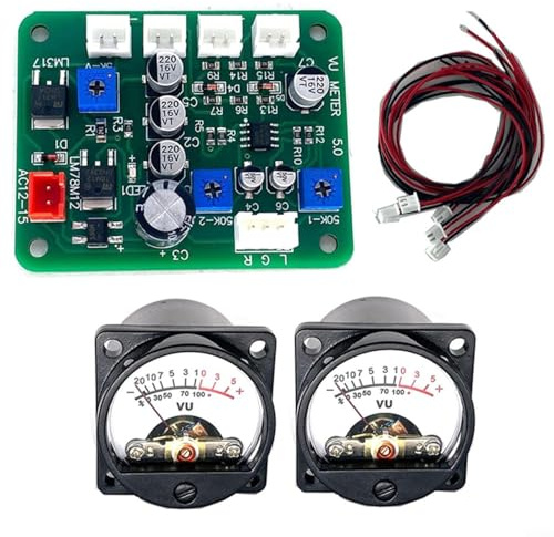 ComfyHarbor 2er-Pack 35 mm VU-Meter Audio-Pegelanzeige-Set mit Hintergrundbeleuchtung und Treiberplatine, Dual-K-Volumenmesser für Telefon, PC, Vorverstärker, MP3-Player, AC 6 V-12 V