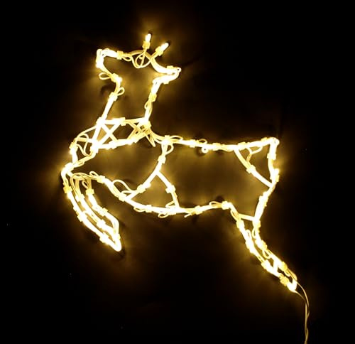 DEGAMO Fensterbild beleuchtet 46cm, Motiv Rentier, 50 LED, mit Saugnapf, Weinachtsdekoration 230V