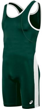 ASICS Men's T-back Performance Wrestling Singlet, Forest/White, Small