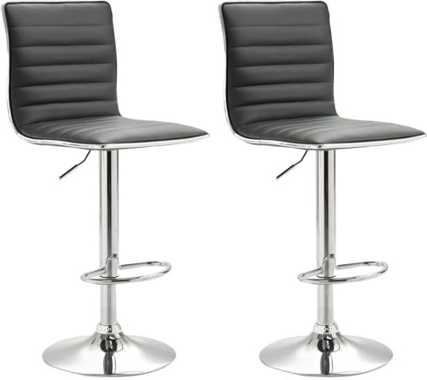IDIMEX Barhocker Barstuhl Loungehocker Tresenstuhl Tresenhocker Hocker Stuhl ROCA im 2er Pack Kunstleder grau drehbar mit Lehne