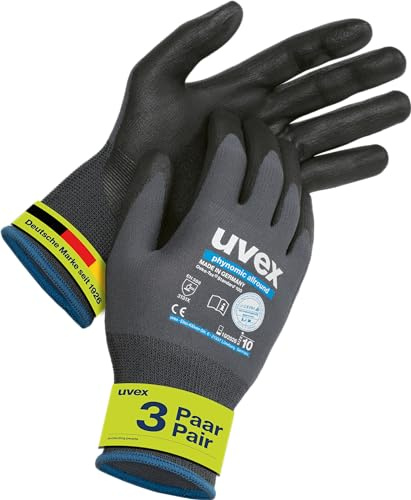3 Paar Uvex Phynomic Allround Schutzhandschuhe - Profi-Arbeitshandschuhe - 07/S