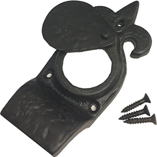 Dzina Cylinder Door Latch Pull Fleur De LYS Antique Black 115mm (4.1/2 Inch) Pack of 1