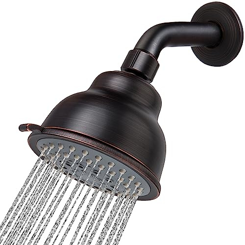 Voolan Hochdruck Duschkopf mit Brausearm - 5 Funktionen Regenduschkopf - Komfortables Duscherlebnis auch bei niedrigem Wasserdurchfluss - Ölgeriebene Bronze