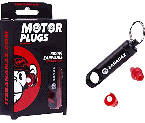 Bananaz Motorplugs Ear Protection Ear Plugs for Motorcyclists & Motorsport Friends, 1 cm, Red
