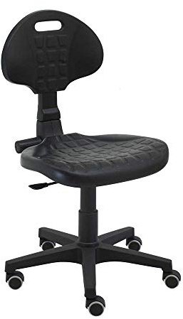 La Silla de Claudia: Modelo Work | Silla con Ruedas | Silla Giratoria Ergonómica con Altura y Soporte Lumbar Ajustable | Taburete Oficina, Tipo Silla Escritorio sin Brazos | Poliuretano | Negro