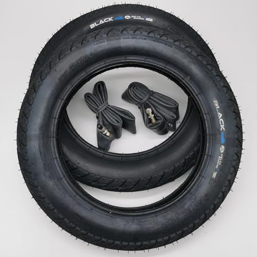 Black1 2x12 Zoll Galaxy Reifen mit DV Schläuche | | Zoll/Maß: 12 x 2.0 | ETRTO 50-203 Decke Mantel Fahrrad Buggy Kinder Roller Anhänger Dunlop- Blitzventil