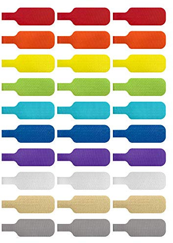 Kabeletiketten von Wrap-It Storage - Mittelgroße Multicolor 30er-Pack - beschreibbare Kabeletiketten, Drahtetiketten, Kabeletiketten und Drahtetiketten für Kabelmanagement