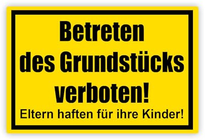 STROBO Privatgrundstück Betreten des Grundstücks verboten! Hinweisschild | Stabile 3mm Hartschaumplatte als 30x20cm Schild mit UV-Schutz für den Außenbereich