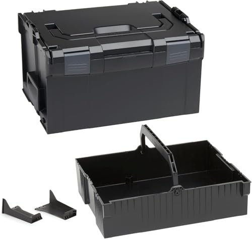 Bosch Sortimo L-BOXX 238 Größe 3 schwarz | mit Einhängeeinsatz schwarz | Transportsystem Werkzeug | Ideale Werkzeug Aufbewahrung Box
