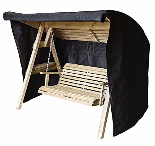 Taylor & Brown Heavy Duty 3 Seater Garden Swing Cover, Waterproof, Windproof, Anti-UV, Rip Proof 600D Oxford Fabric Large Outdoor Garden Hammock Cover with Zips (220x150x170cm) - Black