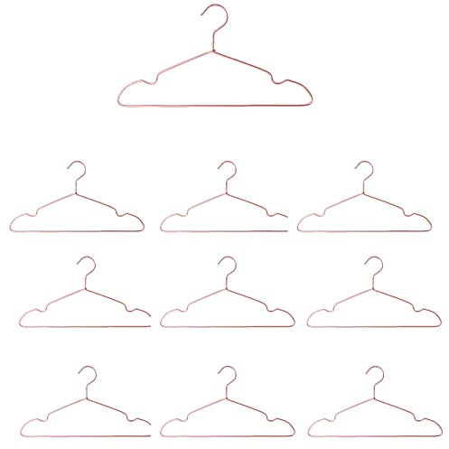 Grucce in filo metallico resistente, 41,4 cm, appendiabiti standard, ideali per l'uso quotidiano, confezione da 10, colore: oro rosa