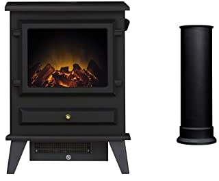 Adam Hudson Electric Stove in Black with Straight Stove Pipe