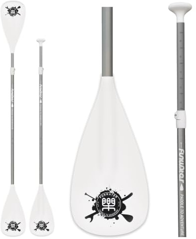 FunWater SUP Paddel Verstellbares Stand Up Paddle 3-teiliges oder 4-teiliges Schwimmendes Tragbares Paddelbrett aus Legierung Langlebig und Verstaubar (Weiß, 2-in-1 Paddel)