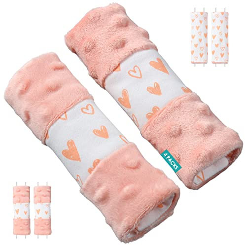 4 Stück Gurtpolster babyschale，Baby Kinderwagen Trageschale Gurtschutz - Sicherheitsgurt Schulterpolster Schulterkissen Gurtschoner Autositze Gurtpolster für Babys 15x5cm