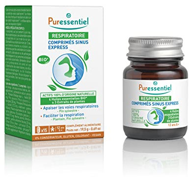Puressentiel Respirazione - Compresse Sinus Express - Integratore alimentare per il benessere dei seni paranasali - 15 compresse