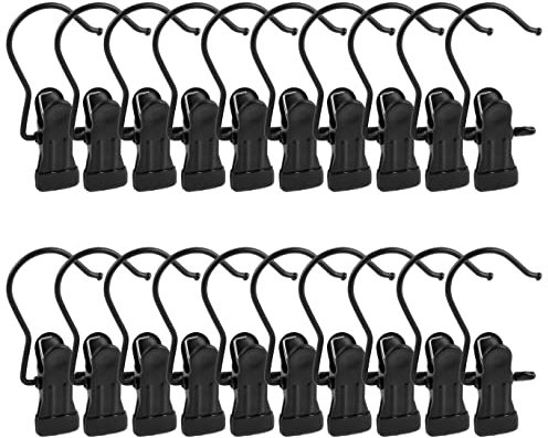 Wäsche Haken Satz 20 Stück rutschfest Kleiderbügel Clip 360° Drehbarer Stiefel Aufhänger Metall Klammerhaken für Hosen Schuhe Handtuch Schwarz