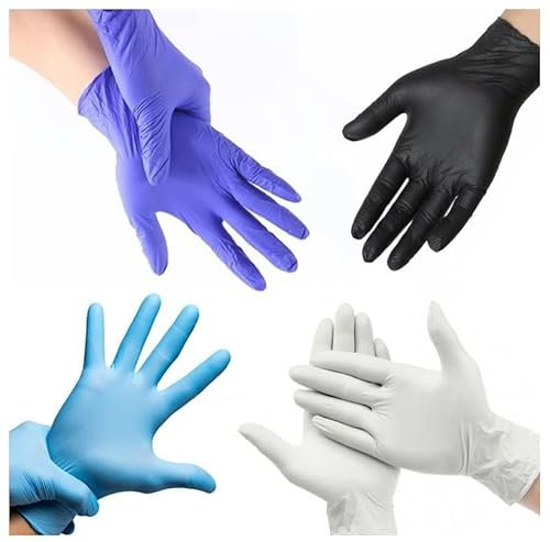 MUNTRADE Guantes Desechables de Nitrilo - 100 unidades/caja, Sin Polvo, Sin Látex - Todas las tallas (M, Violeta)