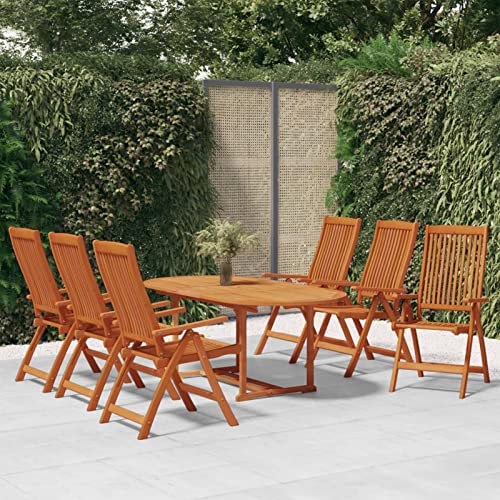Yolola Gartenmöbel Holz Sitzgruppe Garten Essgruppe 6 Personen Gartenmöbel Set mit 6 Klappstühle Gartenmöbel Essgruppe Gartengarnitur Sitzgarnitur Gartentisch Balkonmöbel Set Balkongarnitur#