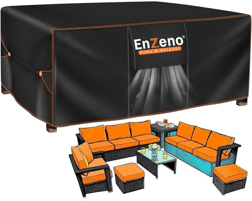 Enzeno Abdeckung Gartenmöbel wasserdichte,300x250x100cm,420D Oxford Loungemöbel Abdeckung, Abdeckplane Gartenmöbel Winterfest,Schutzhülle Gartenmöbel für Tische und Stühle,Regenschutz,Terrassenmöbel
