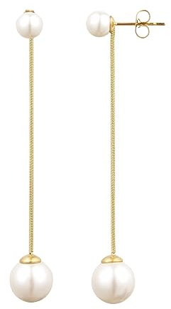 Perlen Ohrringe, 18K Vergoldet Perle Ohrhänger, Perle Baumeln Ohrringe für Frauen, Lange Kette Ohrringe, Geschenk für Frauen
