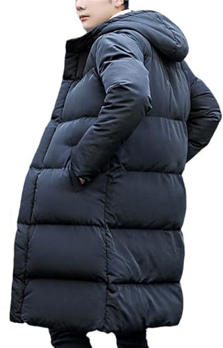 tinetill Manteau en Duvet Homme Veste D'hiver Longue Doudoune Chaude Veste Matelassée avec Capuche Parka Fermeture éclair Manteau D'hiver épais Veste Thermique