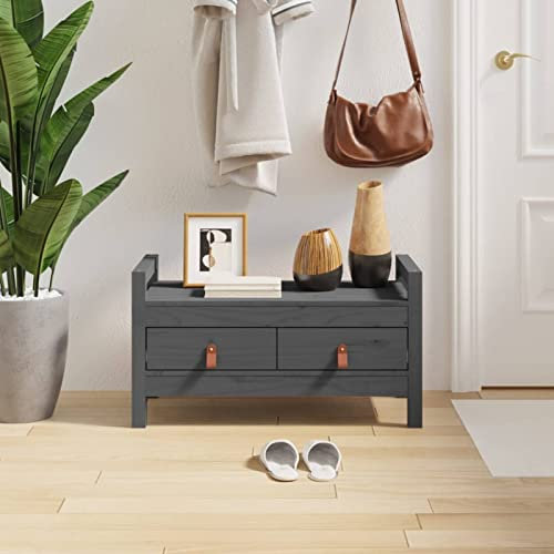 ZEYUAN Flurbank, Sitzbank Esszimmer, Küchenbank, Bank Esszimmer, Hockerbank, Pflanzenbank, Betthocker, Sitzecke Küche, Grau 80x40x43 cm Massivholz Kiefer