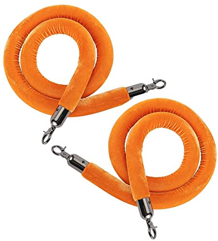 Samt Stanchion Seil,Stände Warteschlange Teiler, 3/4/5/10 Fuß orangefarbenes Samt-Rungenseil, blau for Rungenpfosten, Warteschlangenstange, Seilsicherheitsbarriere mit silbernen Haken, for Teppichvera